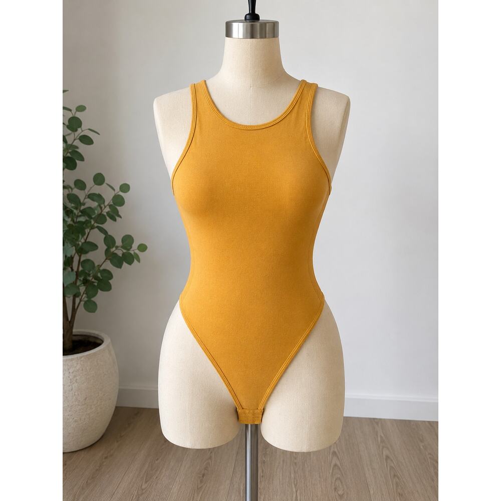 Mustard Yellow Sleeveless Bodysuit for Women